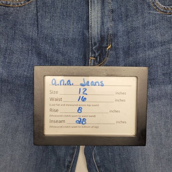 a.n.a. Skinny Jeans Midrise Soft Stretch Tags Fitted Hip Thigh Blue Denim 12 NWT - Picture 6 of 8